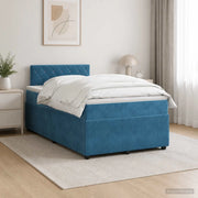 Letto box spring con materasso Blu 120 x 190 cm Velluto 3453099