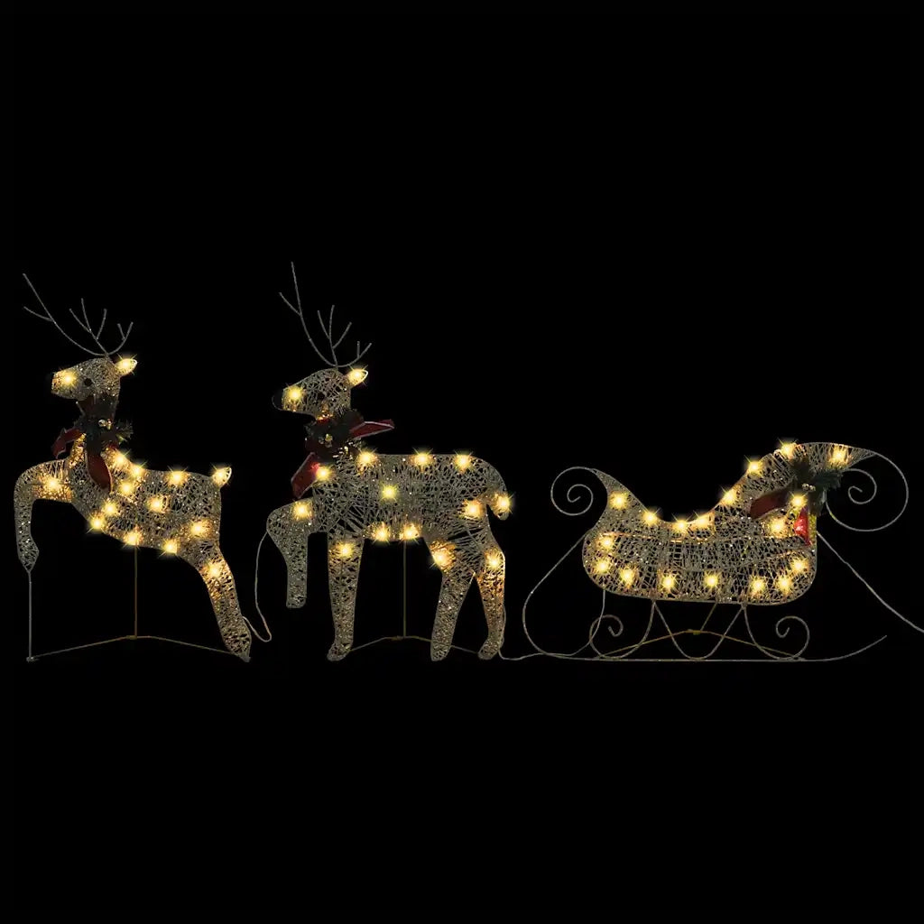 Renne e Slitta di Natale-Decorazione per Esterni 60 LED Oro