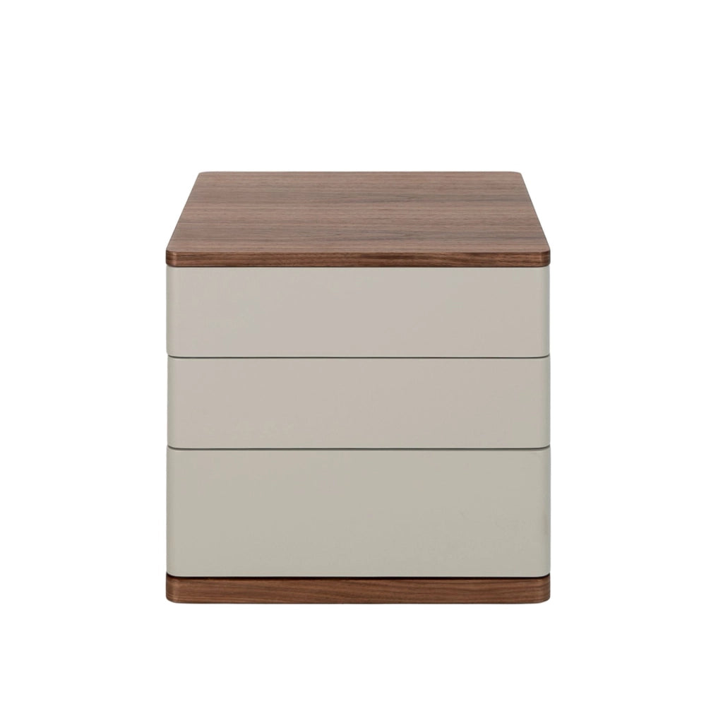 Comodino in legno grigio e noce