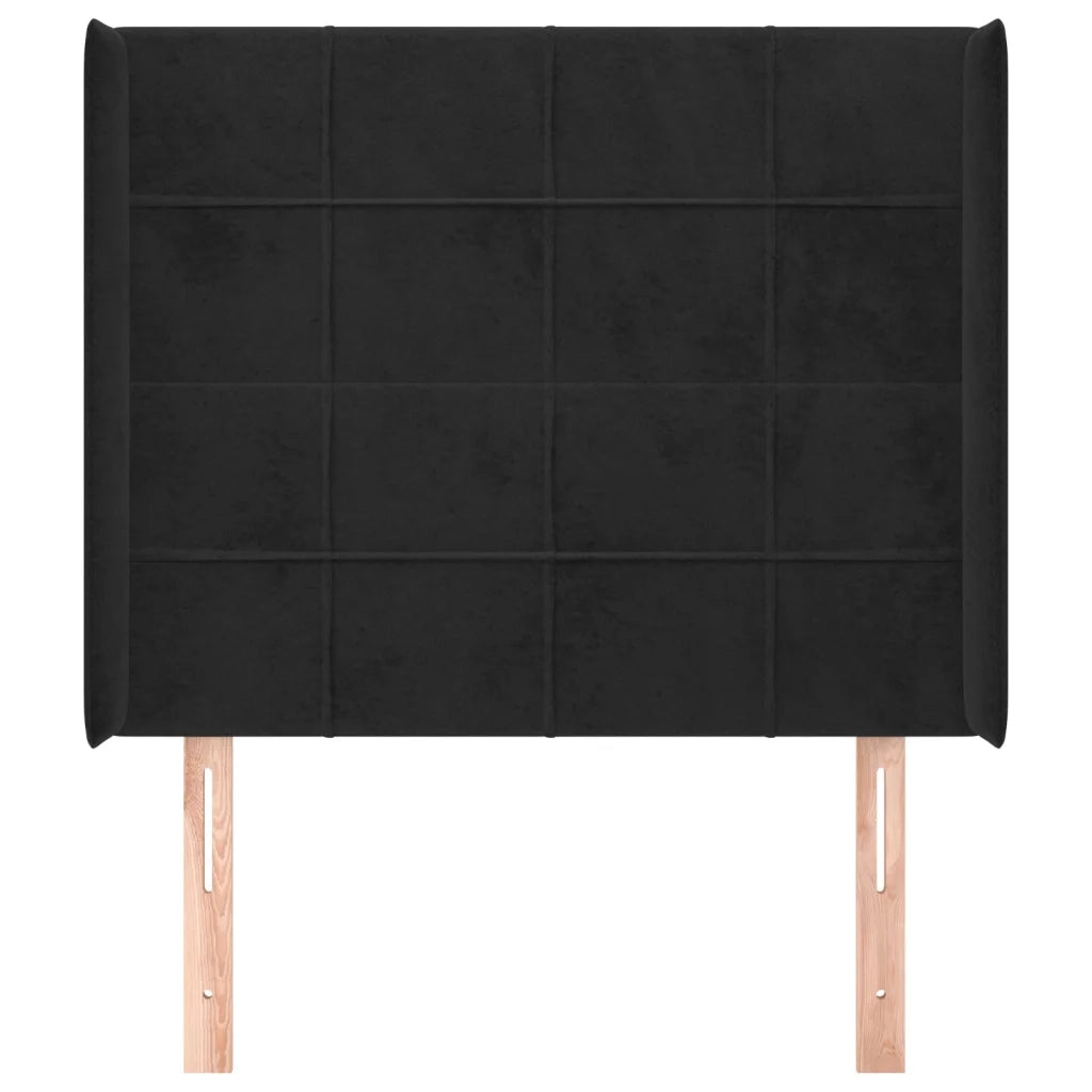 Testiera | Testata ad Orecchio Nera 103x16x118/128 cm in Velluto