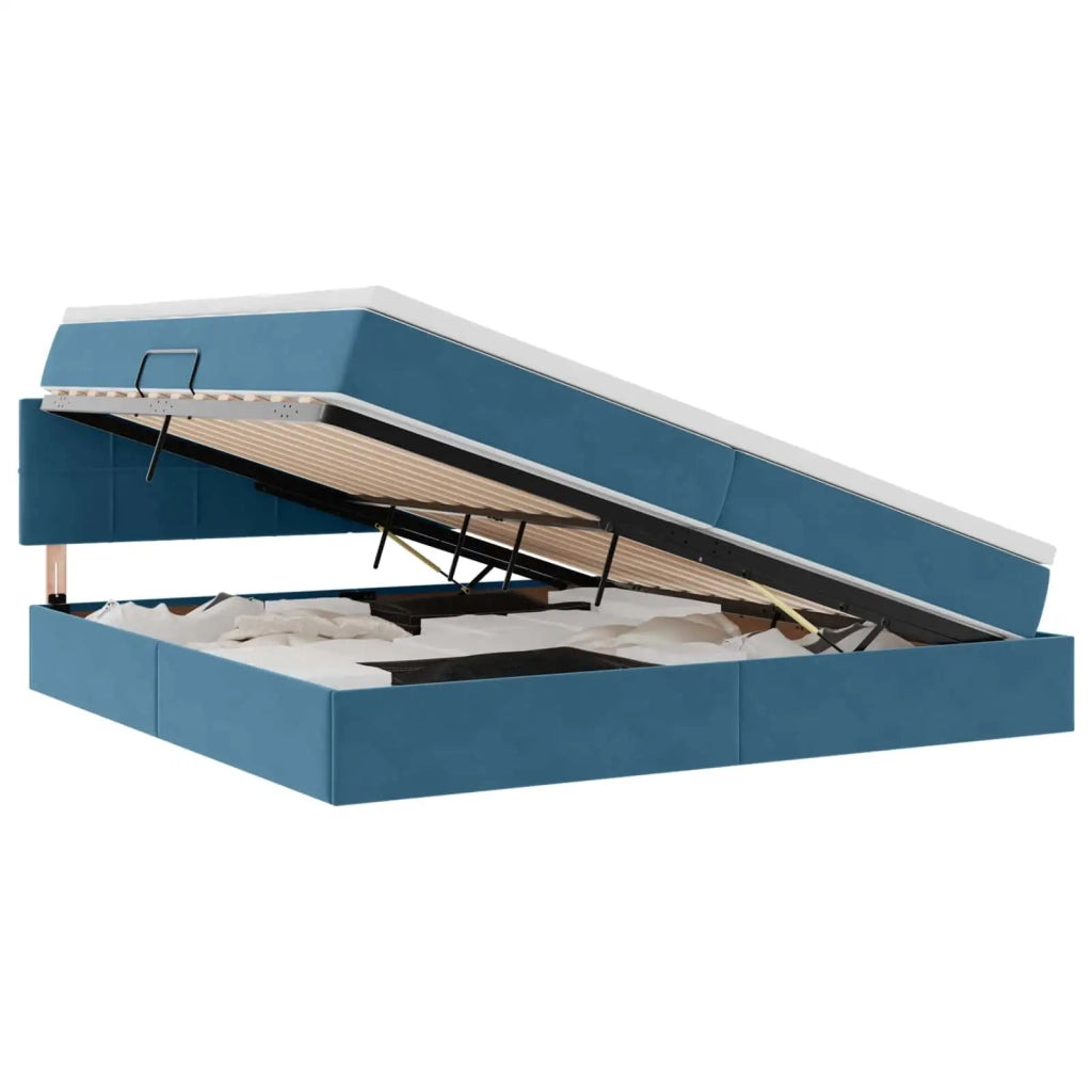 Letto con Contenitore Blu Scuro 200 x 200 cm Velluto