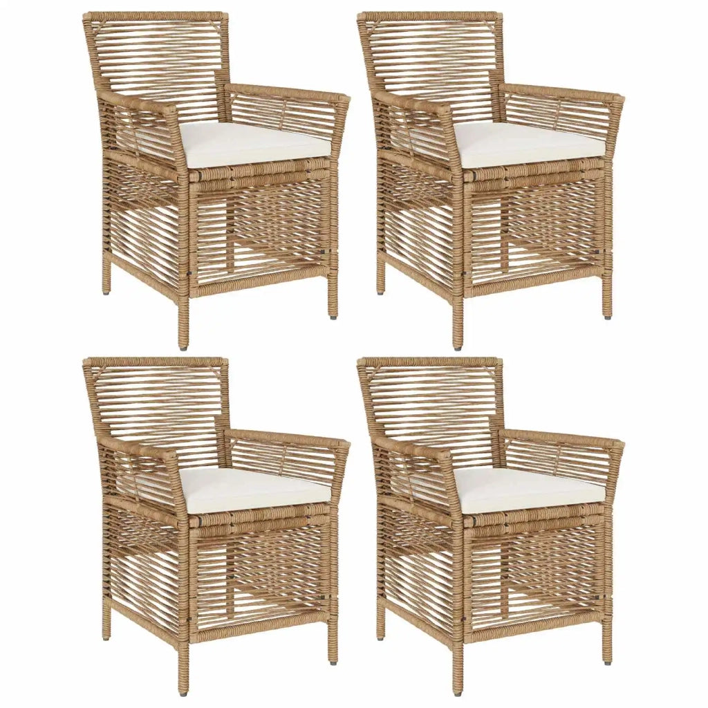 Sedia da giardino con cuscino 4 pz | Sedie da Esterno Beige e Crema polyrattan