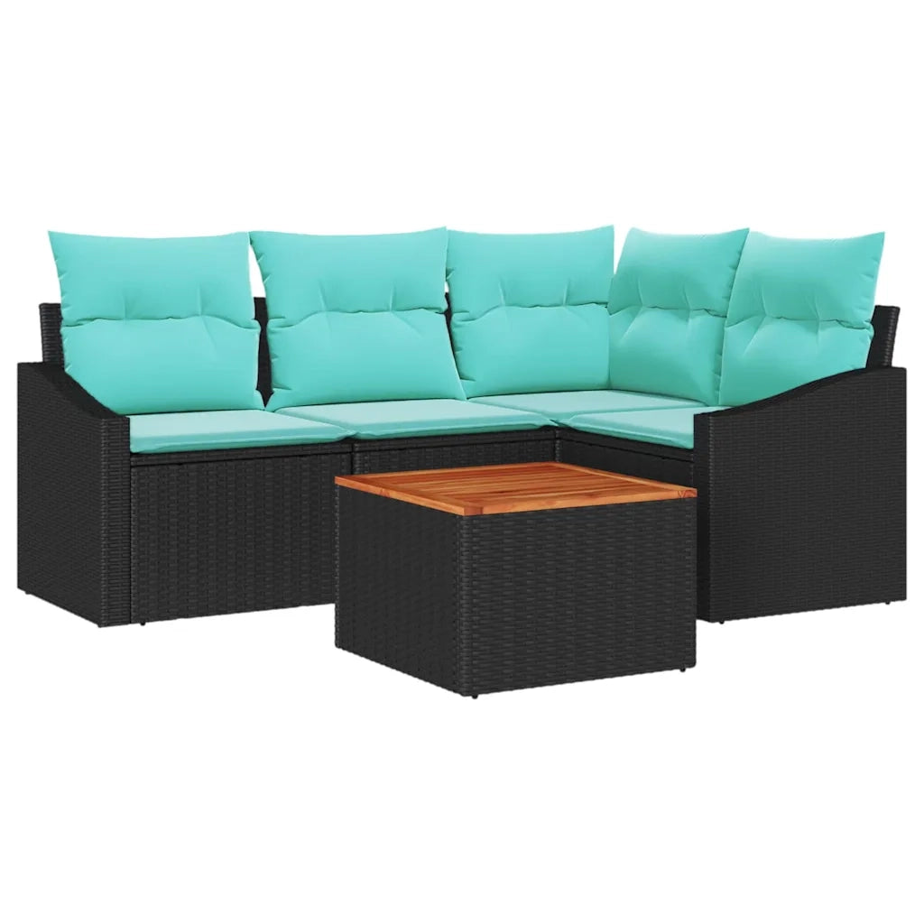 Set Divano da Giardino con cuscino 5 pcs Nero polyrattan 3347830
