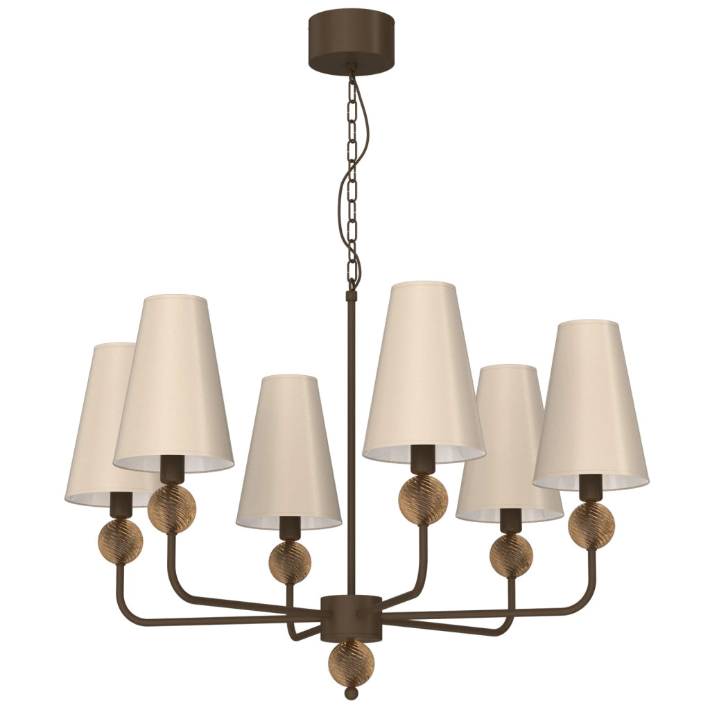 Lampadario Grenada 6xE14 marrone/beige Luminex