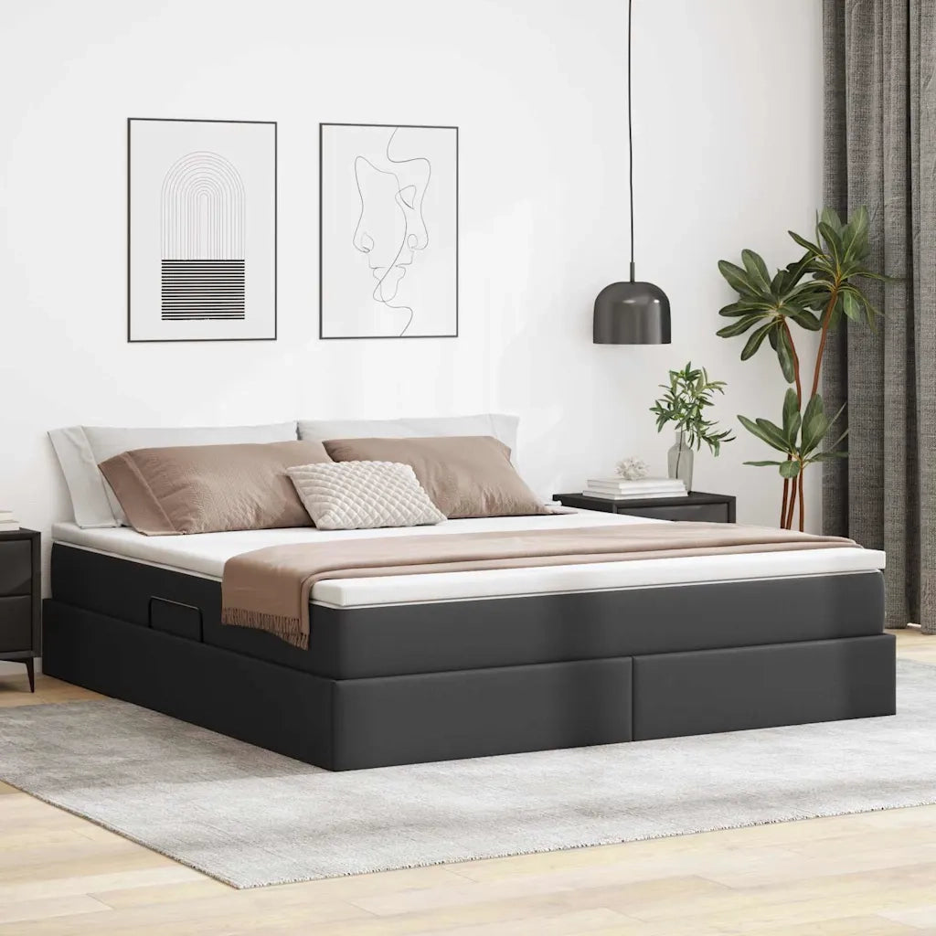 Letto con contenitore e materasso Nero 180 x 200 cm 3370174