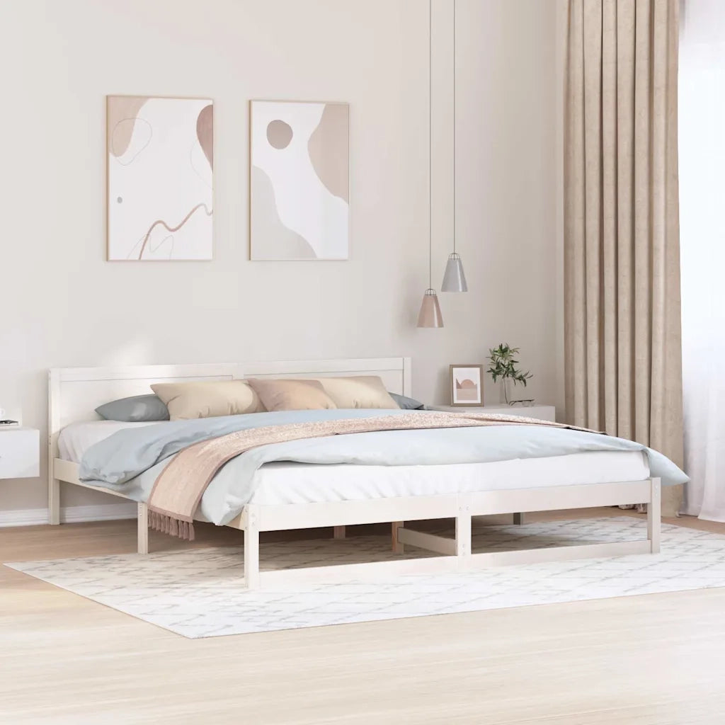 Struttura del letto Bianco 200 x 200 cm Pino massello