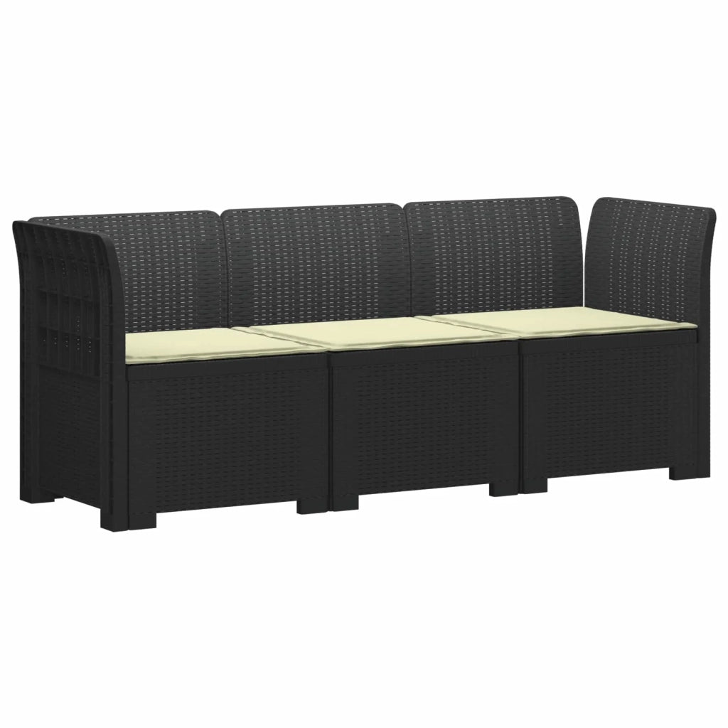Divano da esterno-Divano da Giardino 3 posti con cuscini in look rattan PP 466168
