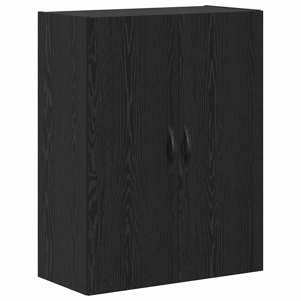 Credenza 2 pcs Rovere Nero Legno ingegnerizzato e vetro
