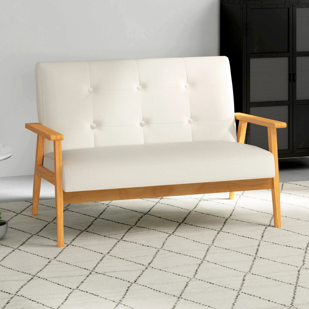 Divano 2 posti ¨C Minimal ¨C beige tessuto trapuntato