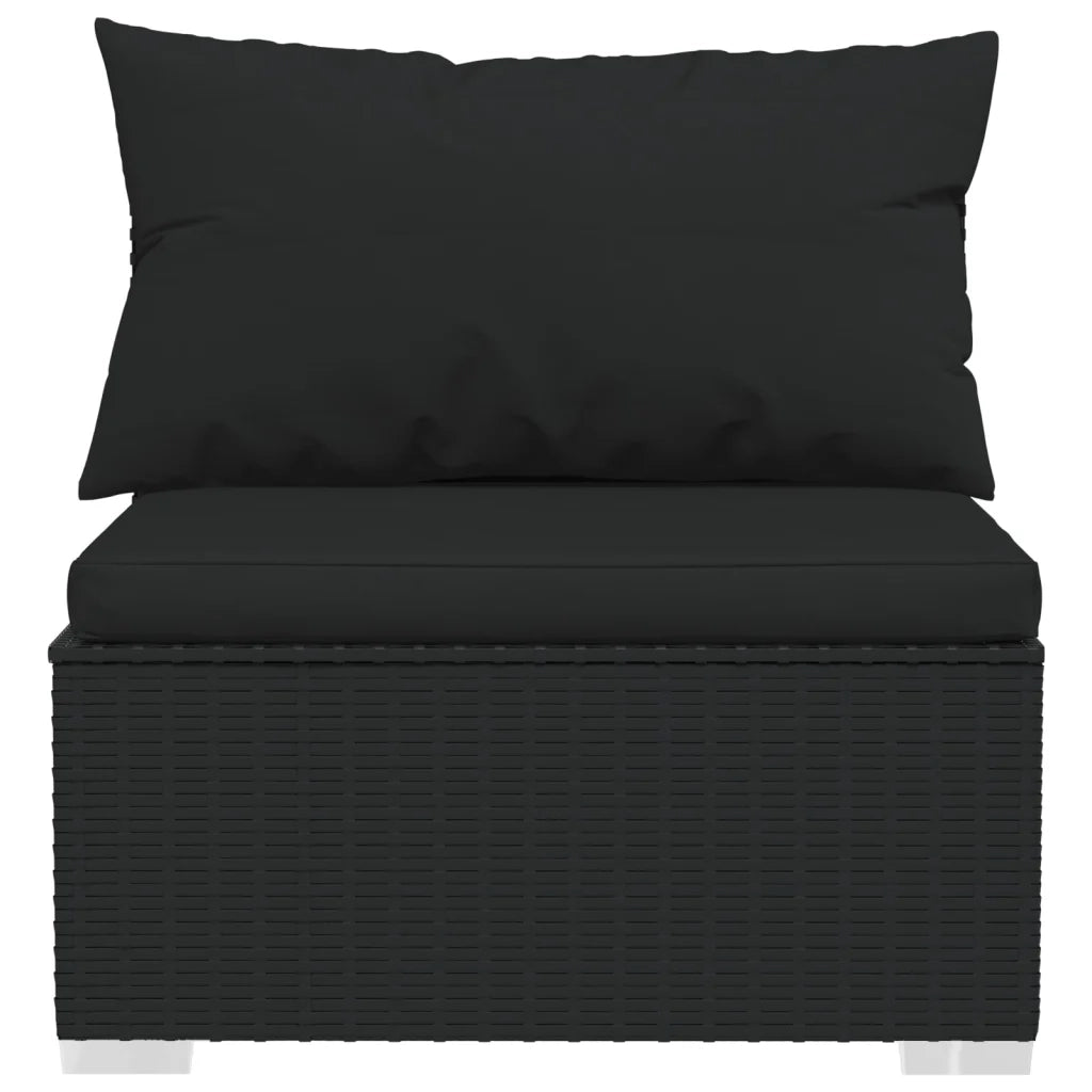 Set Mobili da Giardino 6 pz con Cuscini in Polyrattan Nero 3101936