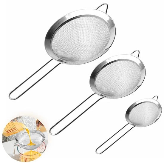 Setaccia per Cucina in Acciaio Inossidabile 304 - Trama Fina - 3 Dimensioni - Adatto per Verdure/Tè - Facile da Pulire - Setaccia