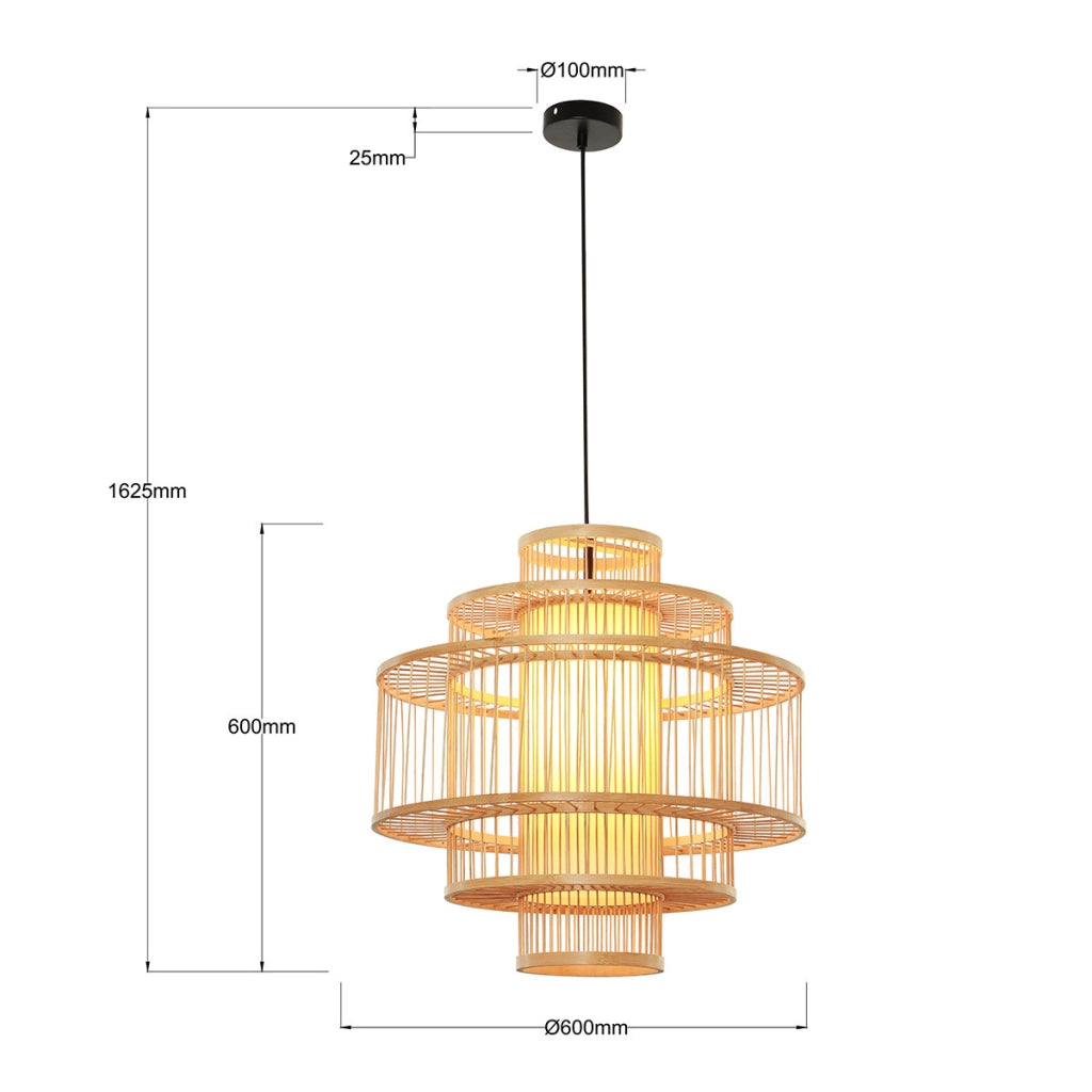 Lampada a sospensione rattan grande E27 15W Stela