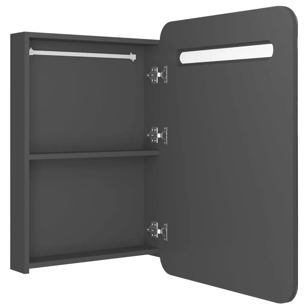 Armadietto Bagno con Specchio e LED Grigio 60x11x80 cm 326505