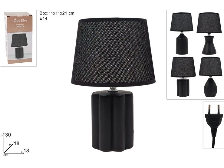 Lampada da Tavolo con Base in Ceramica Nero 30 cm 4 Modelli