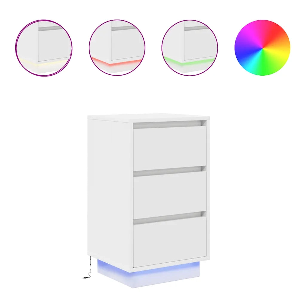 Comodini con Luci LED-Tavolino da notte Bianco 38x34x65 cm