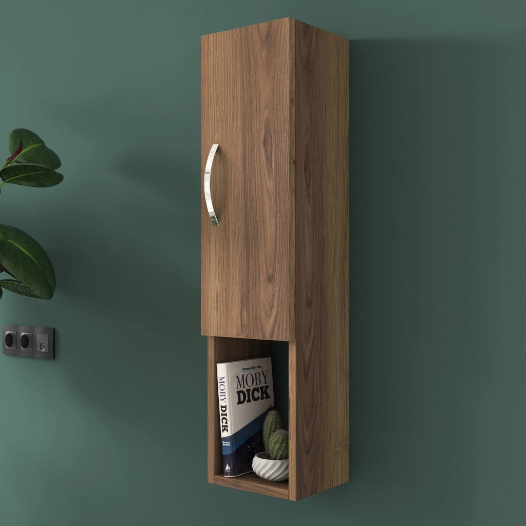 Boglione, Mobile Pensile 2 Ripiani, 22x90h cm Marrone Noce