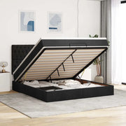 Struttura Letto Pouf con Materasso Nero 180x200 cm in Tessuto 3313260