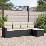 Set Divani da Giardino 5 pz con Cuscini in Polyrattan Nero 3218876