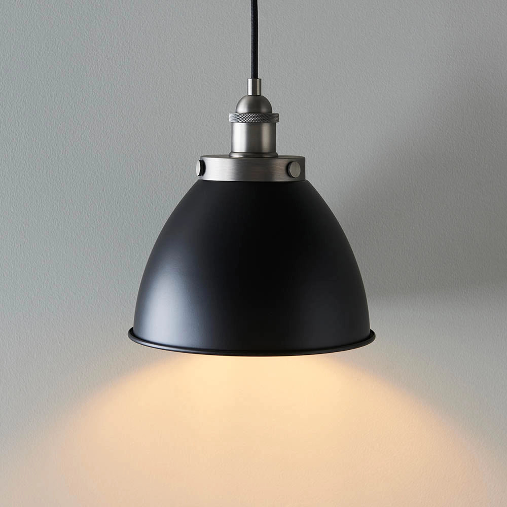 Lampada a sospensione industriale nera Ø24 E27 Franklin