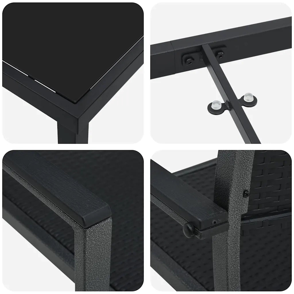 Set da Pranzo per Giardino 5 pcs Nero 3379151