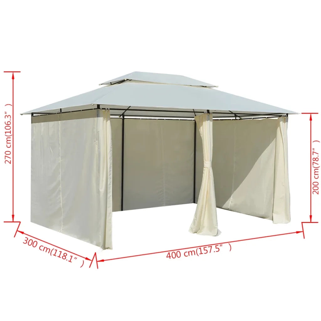 Gazebo | Pergolato da Giardino con Tende 4x3 m Bianco