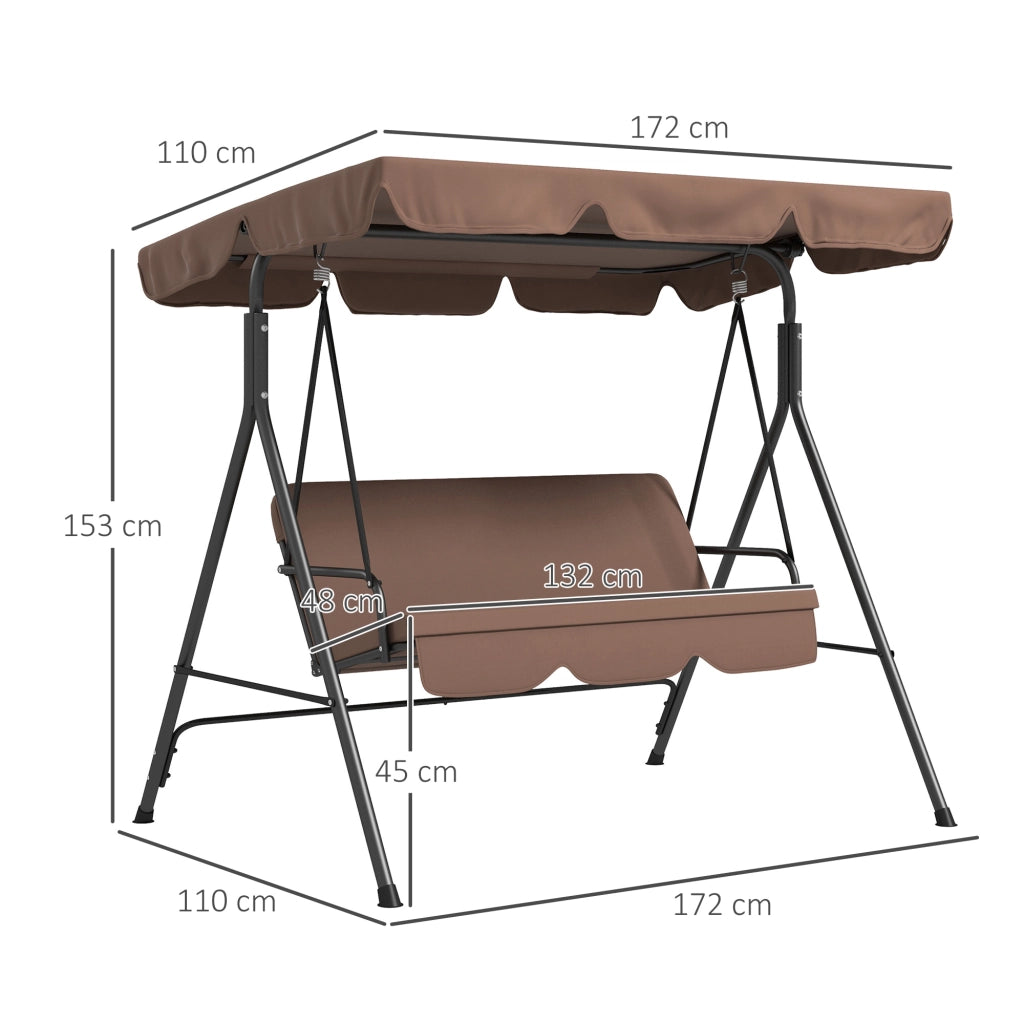 Amaca da giardino 3 posti con cuscini ¨C Minimal ¨C 172x110x153 cm nero marrone