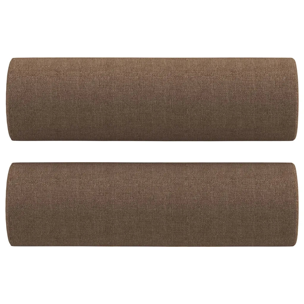 Set di Divani 3 pz con Cuscini Marrone in Tessuto