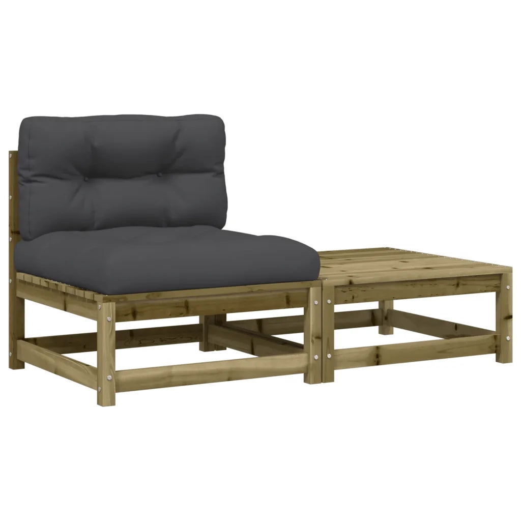 Divano da Giardino Senza Braccioli con Cuscini e Poggiapiedi-Sofa da Giardino-Divano da esterno 427610