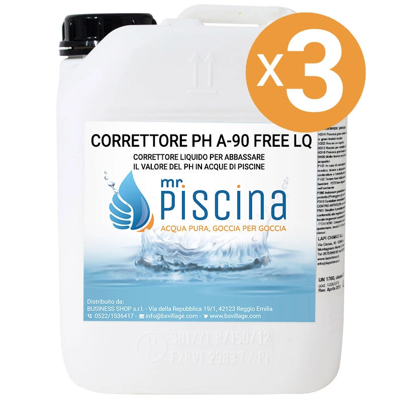 CORRETTORE PH A-90 FREE LIQUIDO per piscina Quantità confezione: 3 confezioni