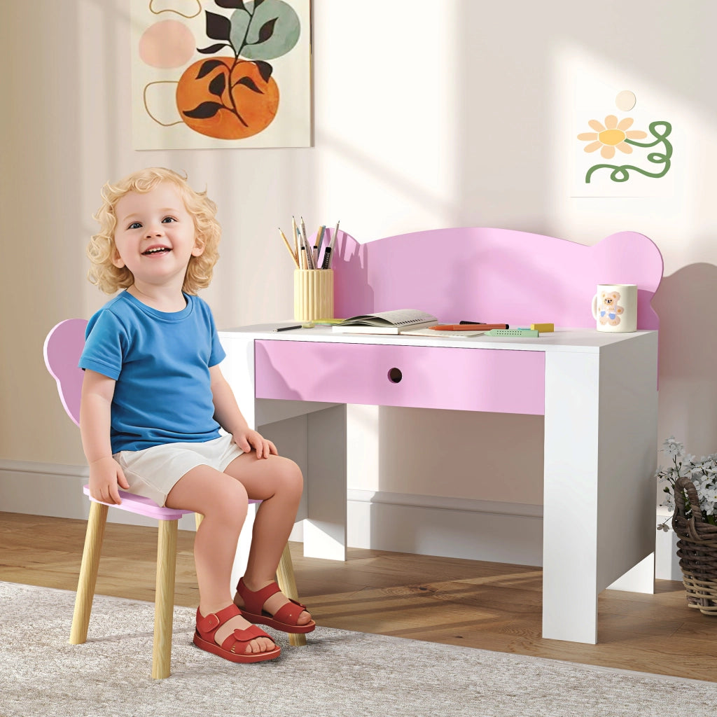 Scrivania Bambini con Sedia e Cassetto ¨C zephmum ¨C Rosa