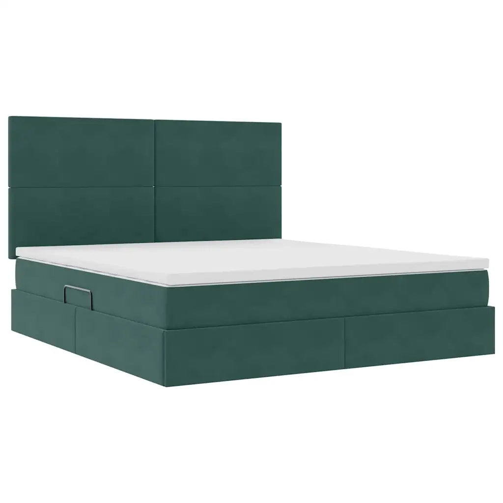 Letto con contenitore e materasso Verde Scuro 180 x 200 cm