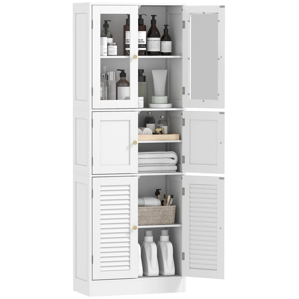 Mobile alto bagno ¨C Xylo ¨C 6 ante con vetro e persiana, ripiano regolabile, bianco