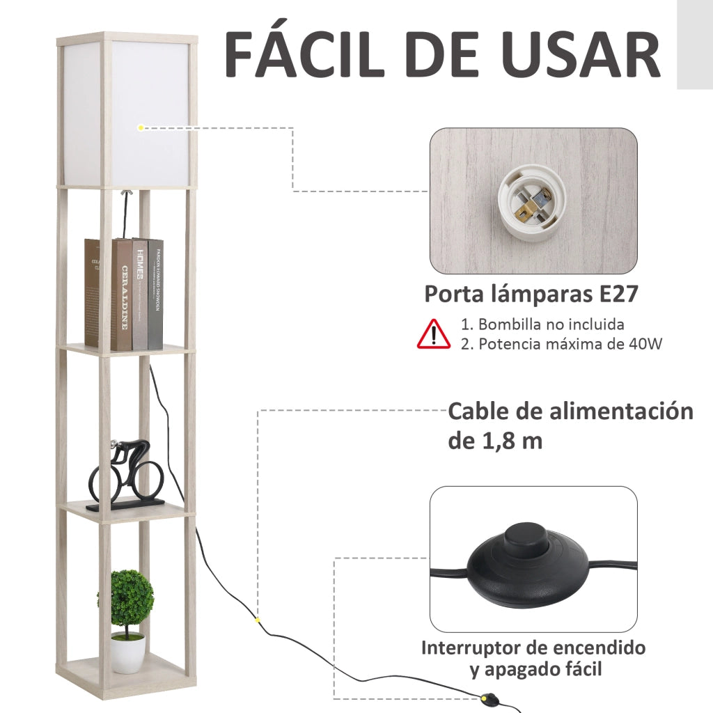 Libreria Lampada da Terra ¨C Minimal ¨C Legno Rovere