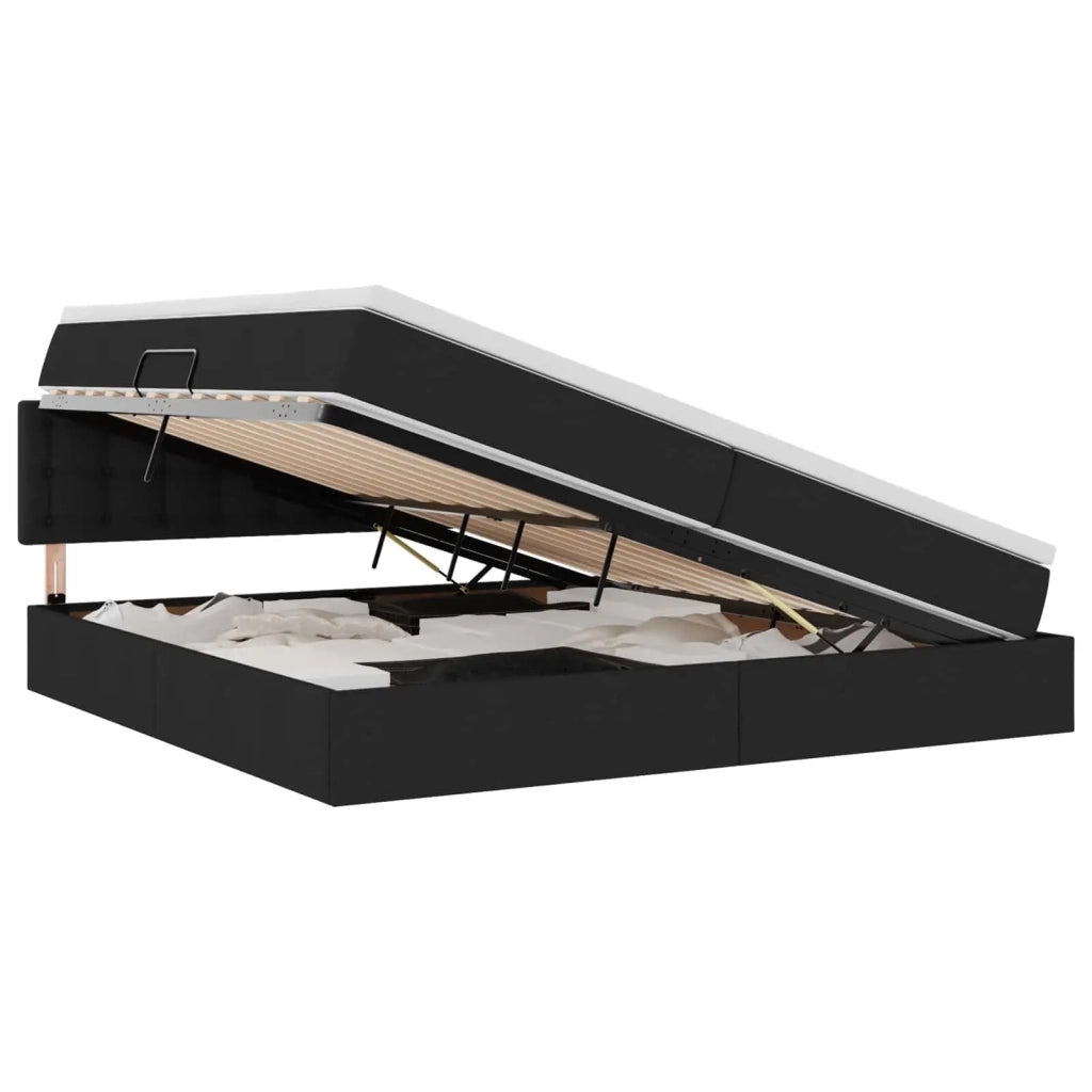 Letto con contenitore e materasso Nero 200 x 200 cm 3370658