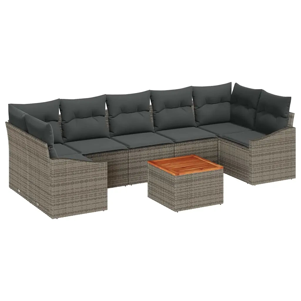 Set Divano da Giardino 8 pcs Grigio polyrattan