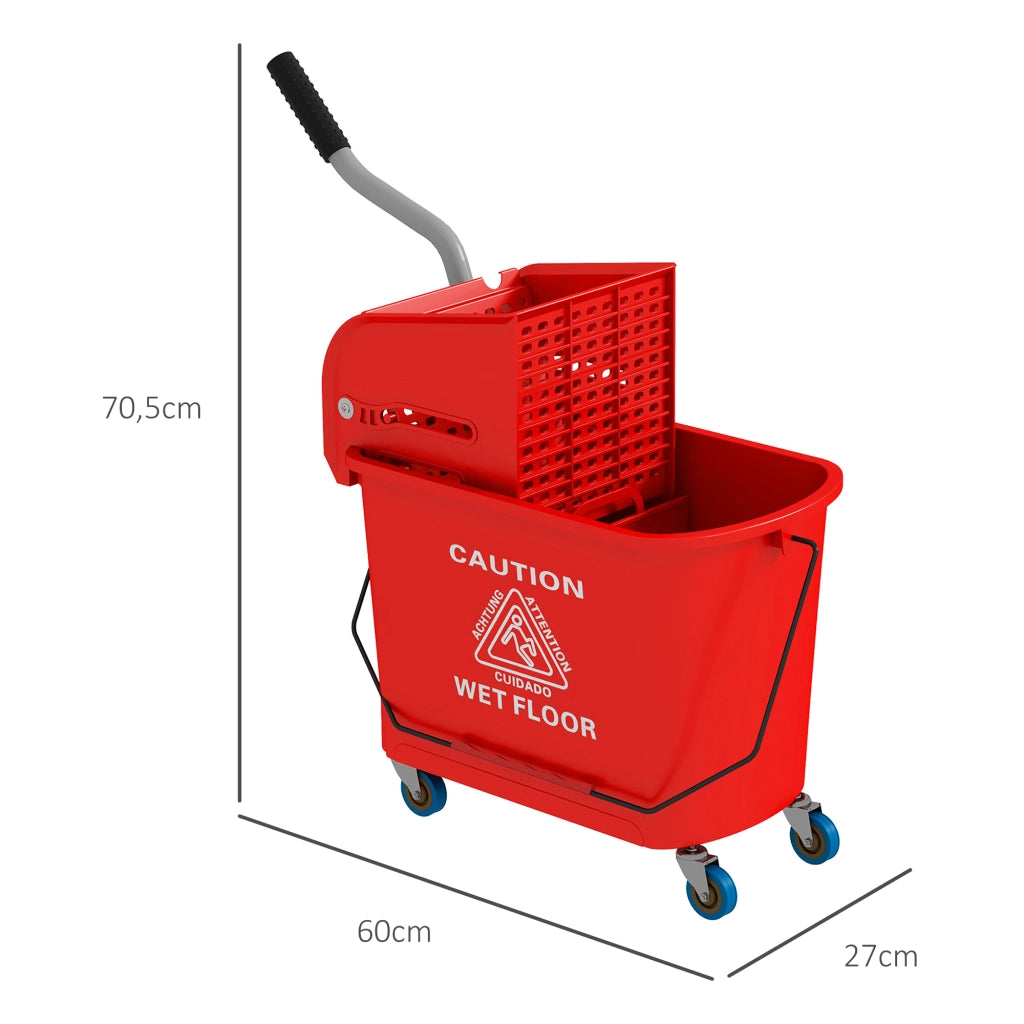 Secchio per lavare 20L con ruote e strizzatore ¨C Minimal ¨C 60x27x70,5 cm Rosso
