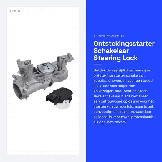 Chiusura di sterzo - Interruttore di accensione - Alta qualità - Adatto per VW e Audi - Affidabile e duraturo - Interchangeabile con...