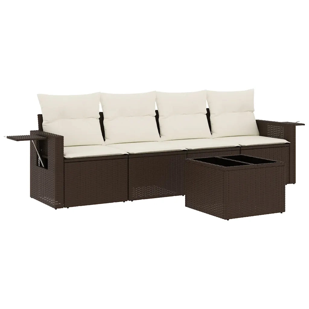 Set Divano da Giardino 5 pz con Cuscini Marrone in Polyrattan 3252230