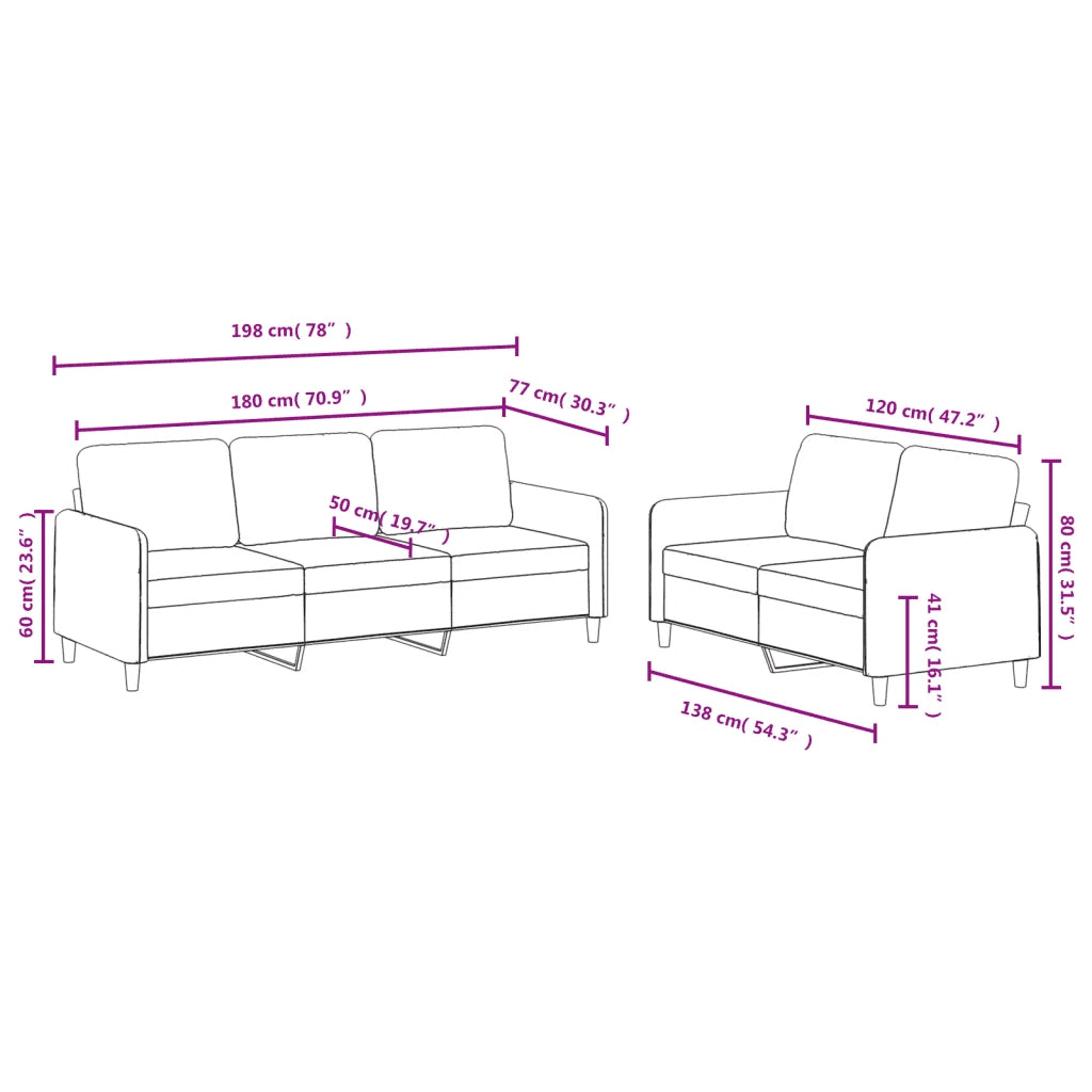 Set di Divani 2 pz Rosa in Velluto 3202017