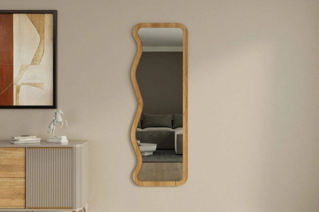 Bissonen\, Specchio Forma Rettangolare, 50x160h cm Marrone Rovere
