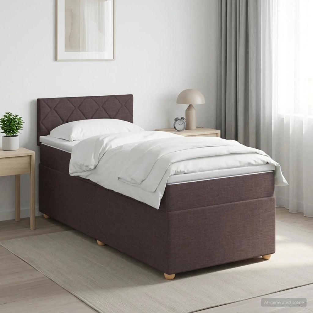 Letto box spring con materasso Marrone Scuro 90 x 190 cm 3450856