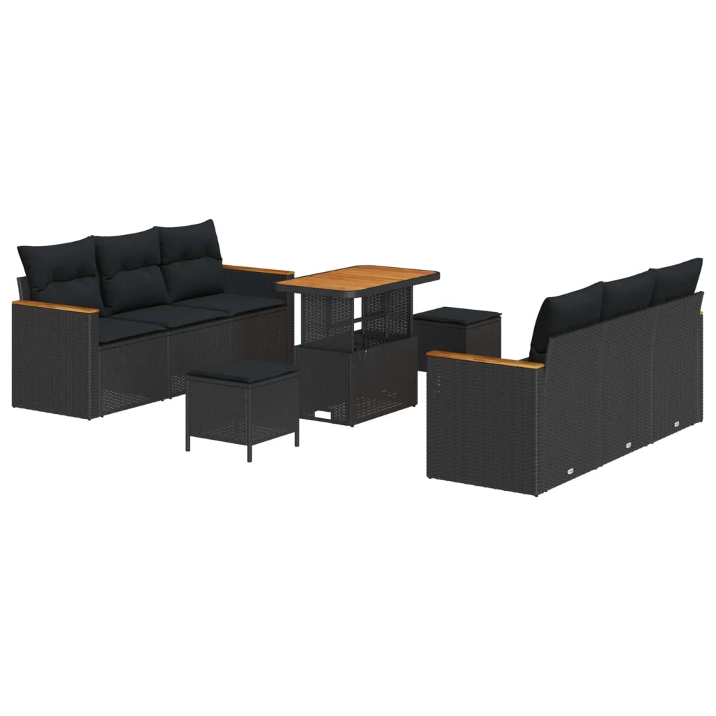 Set Divano da Giardino con cuscino 11 pcs Nero polyrattan 3364949