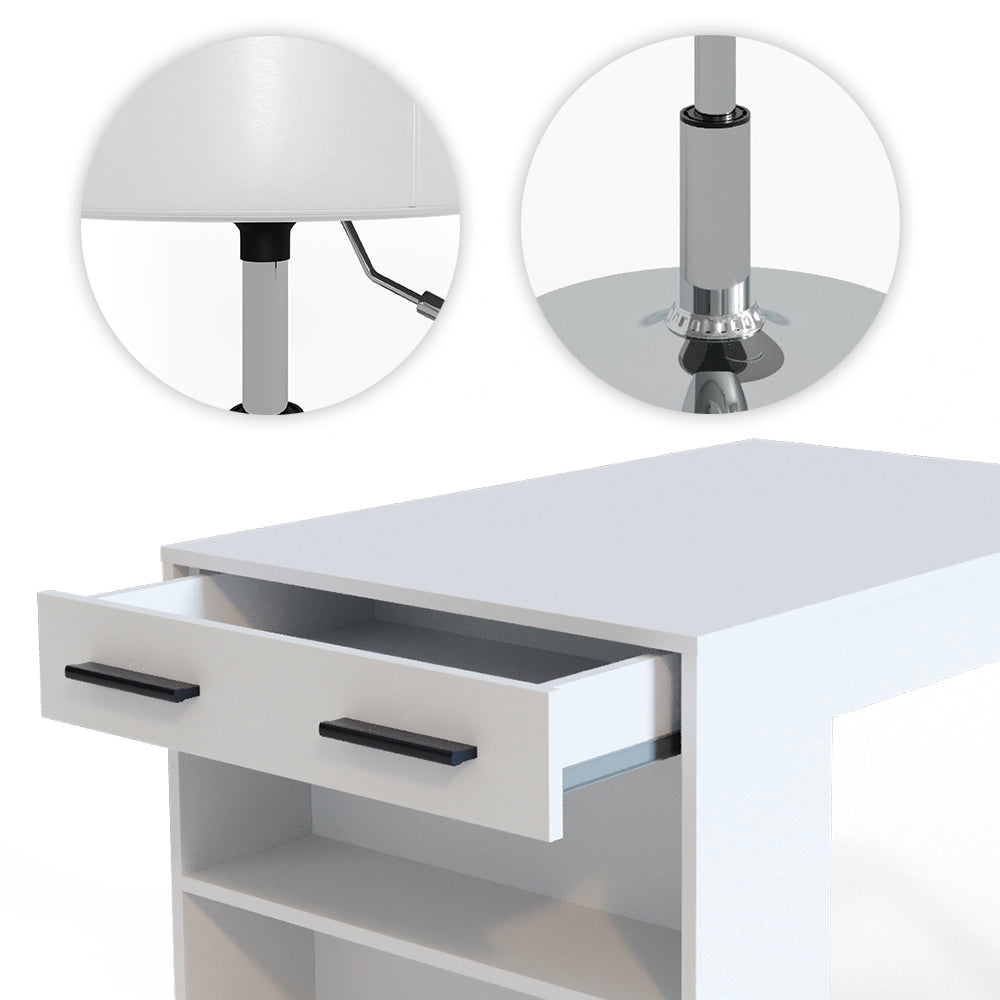Vicco Set tavolo da pranzo Bianco 67 x 100 cm con 2 sgabelli