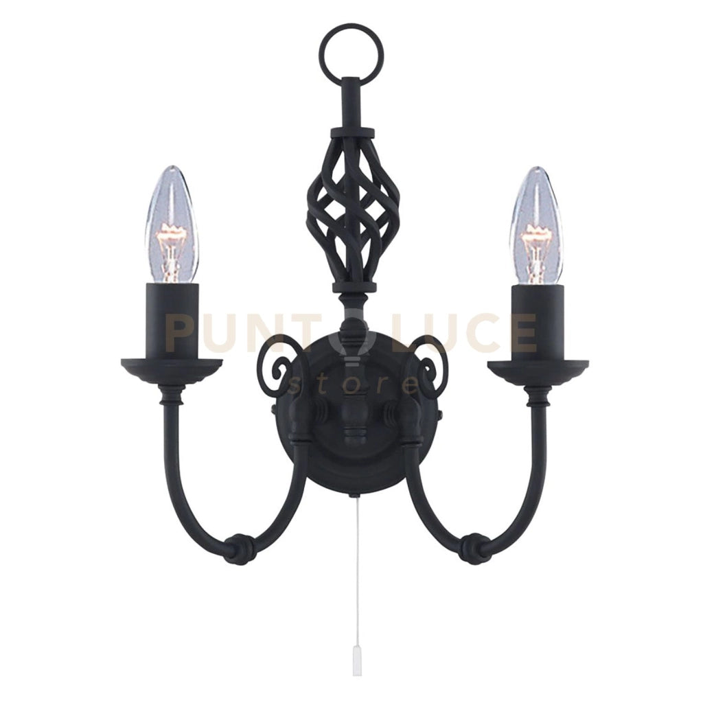 Lampada da parete Zanzibar 2Lt - Metallo nero
