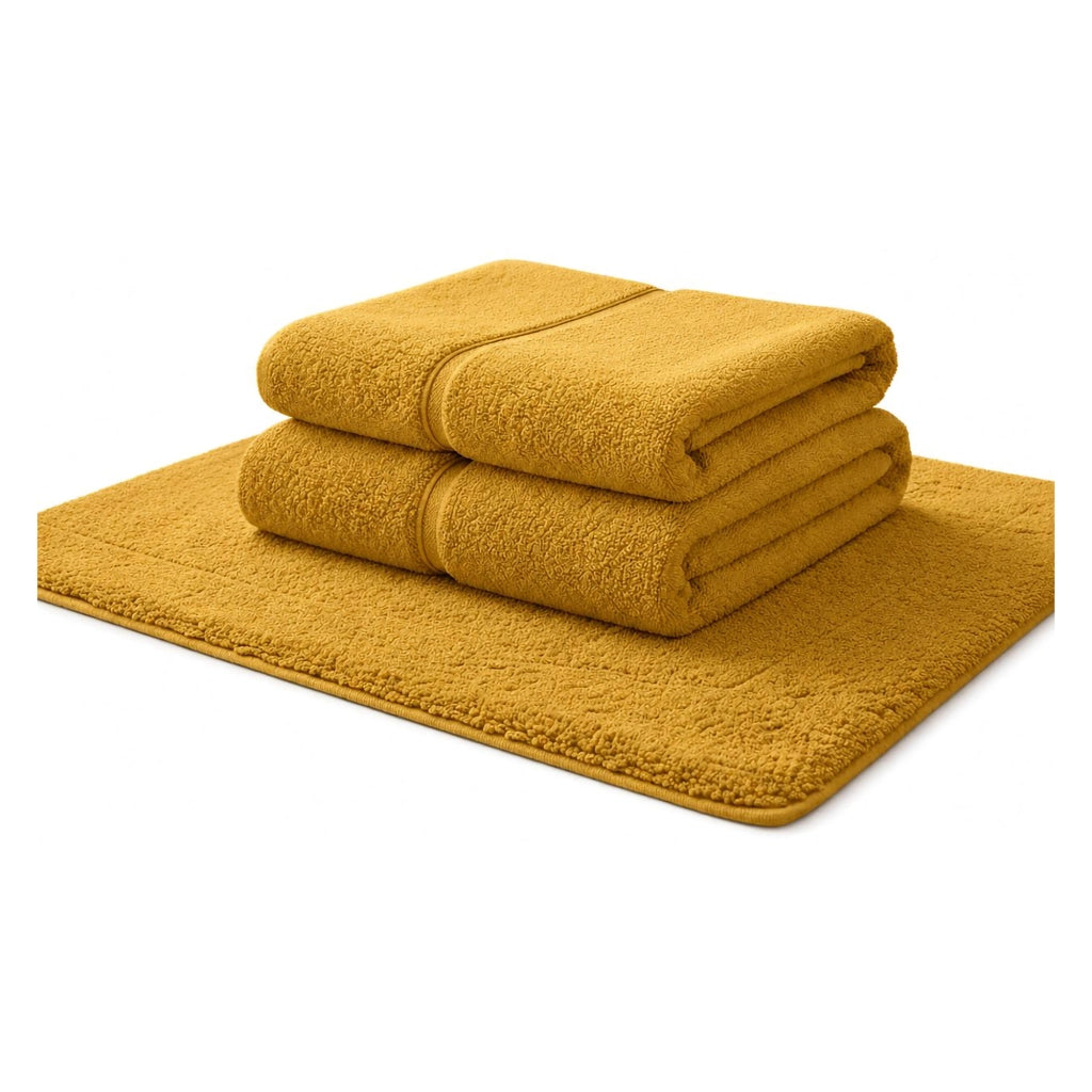 Sanenere, set di Asciugamani 100% Cotone set da 2, Giallo Senape