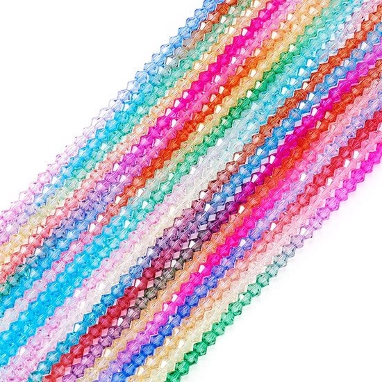 Set di Bicone a Facette 20 Stringhe 4mm - Collana - Bracciale - Gioielli Fai da Te - Facile da Assemblare e Leggero