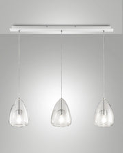 Britton Lampada a Sospensione in Metallo e Vetro Borosilicato Colore Trasparente, Attacco E27 3x40W, Design Moderno ed Elegante per Interni IP20