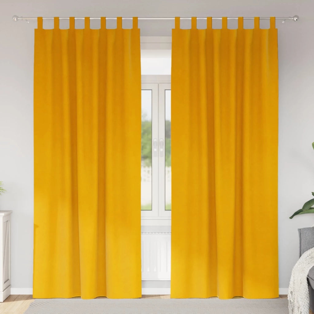 Tende Oscuranti | Tende Blackout 2 pz Giallo senape 140 x 245 cm Velluto