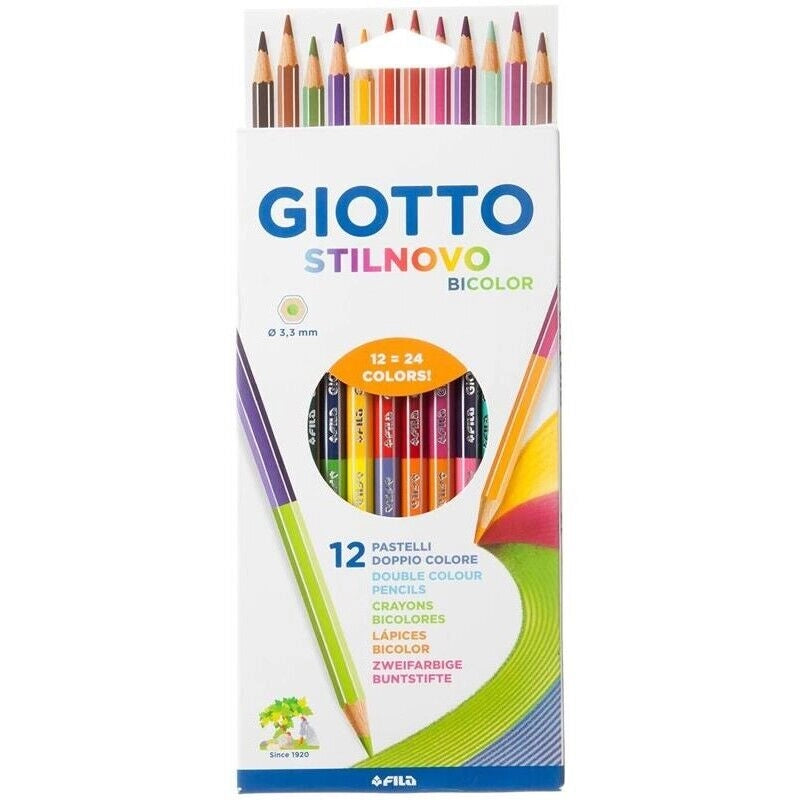 GIOTTO STILNOVO PASTELLI COLORATI 12 MATITE BICOLOR