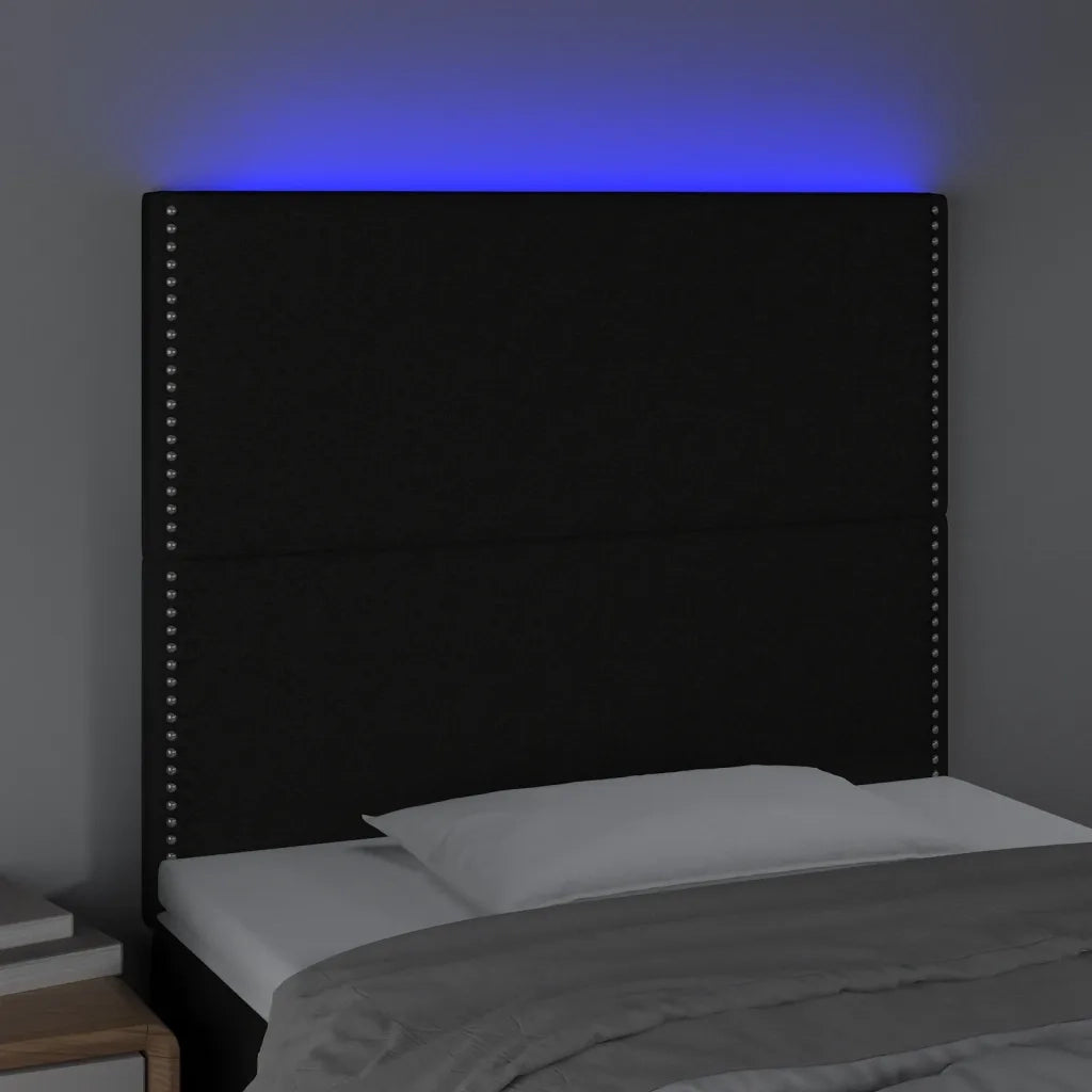 Testiera a LED-Testata con LED nero 90x5x118/128 cm in Tessuto 923353